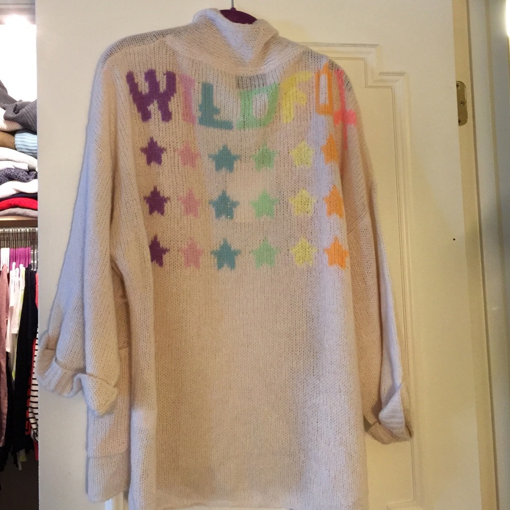 RARE Wildfox White Label Stars Slouch Cardigan M - Picture 2 of 4